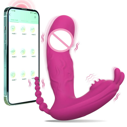 3 In 1 Wearable Panty Vibrator Dildo Sex Toy Masturbator G-Spot Clitoral Stimulator Massager for Female Couples Adults 18+