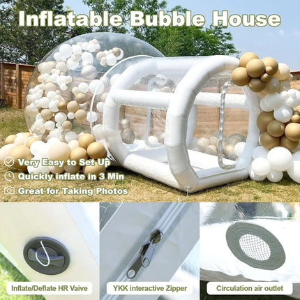 Inflatable bubble House White Commercial Inflatable Bubble House Ball Pit,Bubble Tent with  Blower for Birthday Wedding Party