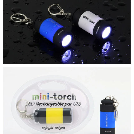 Micro LED Strong Light Pocket Keychain Flashlight USB Rechargeable Waterproof Outdoor Hiking Camping Mini Flashlight Pendant