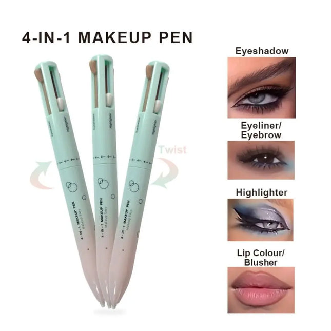 Multi-effect 4 In 1 Eyeliner Eyebrow Pencil Contour Pen Long Lasting Waterproof Cosmetics Eyeliner Makeup Pencil Lip Liner Pen