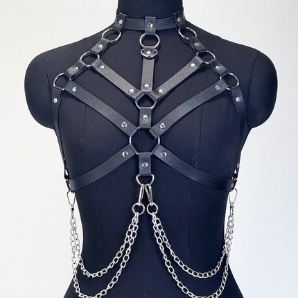 Fashion Chest Chain for Women Sexy PU Leather Body Harness Tassel Chain Bdsm Bondage Belts Clothing Exotic Accessories