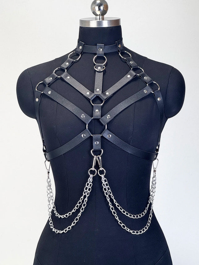 Fashion Chest Chain for Women Sexy PU Leather Body Harness Tassel Chain Bdsm Bondage Belts Clothing Exotic Accessories