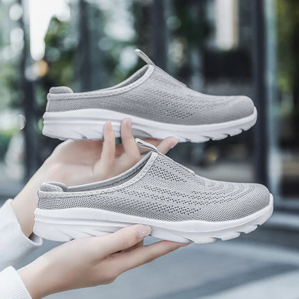 Women's Ultra Light Oversized Running Shoes, Fashionable Fly Woven Breathable Mules Sports Sneakers Plus Size 35-42