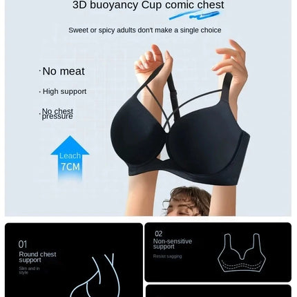 Large Size Seamless Lingerie for Women Thin and Sexy Bra Comfortable Top Up Push-up Anti-Sagging Sports Breast Collection Bras