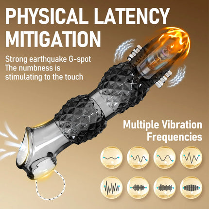 Penis Sleeve Delayed Ejaculation Condom Male Enlargement Delay Vibrating Cock Ring Clits Massager Vibrating Penis Cover Sex Toy