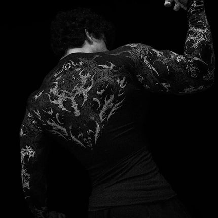 2026 New Dragon Awakening Pattern Gym Long Sleeve Top for Spring and Summer Running Swimming Weightlifting Fitness Clothes