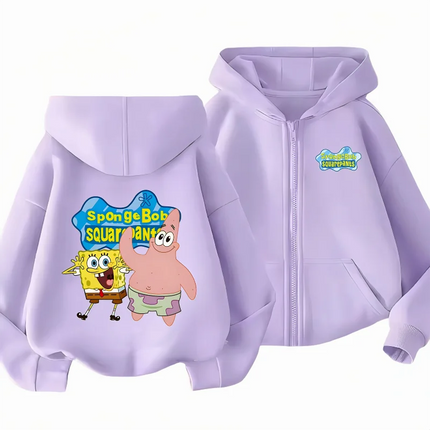 Potdemiel SpongeBob SquarePants Kids Zipper Hoodie, Boys & Girls, Zipper Clothing Top, Autumn/Winter Warm Kids Zipper Sweatshirt