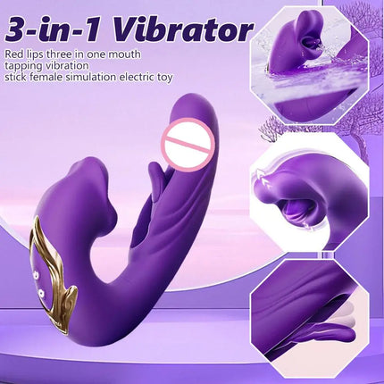 Clitoral Vibrator Licking Sucking Telescopic Rotating Vibrators Silicone Dildo G-Spot Tongue Licking Flapping Sex Toys for Woman