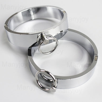 Metal Handcuffs Ankle Cuffs Neck Collar Locking Pin Circle Slave Restraint Cosplay Shackle Bondage BDSM Sex Toys for Men Women