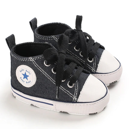 Baby Canvas Classic Sports Sneakers Newborn Baby Boys Girls Print Star First Walkers Shoes Infant Toddler Anti-slip Baby Shoes