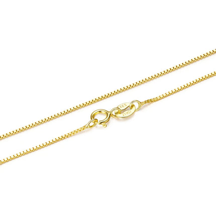 BAMOER Solid Gold Over 925 Sterling Silver Chain Necklace for Women Teens DIY, 0.8mm Box Chain Super Thin & Strong Basic Chain