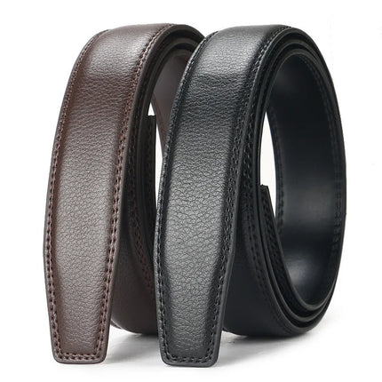 High Quality Genuine Leather Casual Belt Men, Adjustable Automatic Buckle Belts, Black/Brown Cuttable Ratchet Belt for men