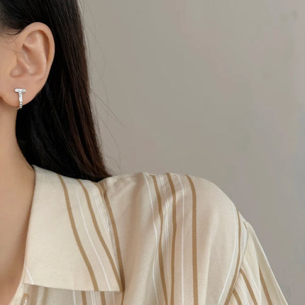 T-Shaped Zircon Ear Cuffs, Dainty Stylish Viral Design, Niche Versatile Daily Earrings, Daily/Office Versatile, Perfect Gift