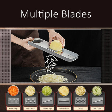 LFGB Certification Pure 316 Stainless Steel Kitchen Mandolin 6 Pieces Ultra Sharp Blades Vegetable Slicer Grater with Protector