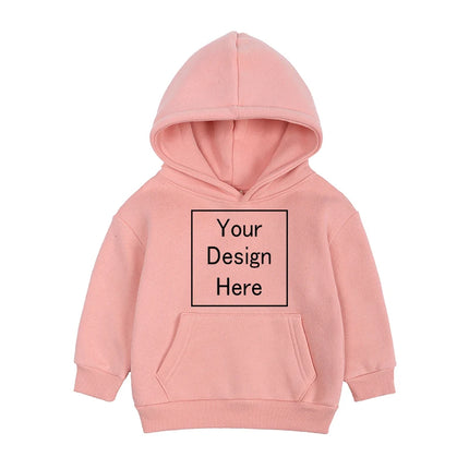 Kids Boy Girl Hoodies Custom Fleece Sweatshirts Toddler Solid Pullover Top Add Text Logo Image Print Cotton Long Sleeve Clothes