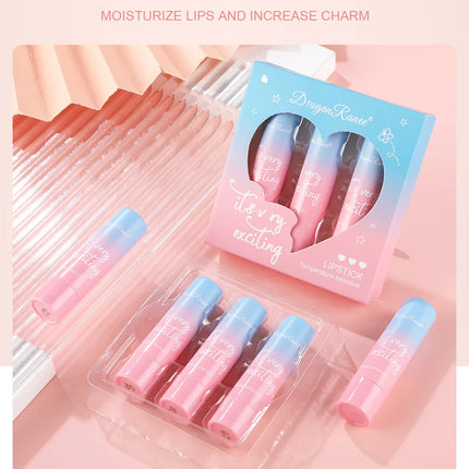Women Lipstick Set 3pcs Moisturizing Long Lasting Non Transfer Warm Tone Lip Balm Nourishing Lip Color Collection