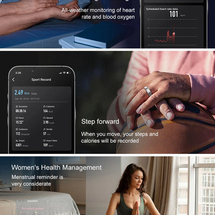Smart Ring R10 Gesture Control Heart Rate Body Temperature Blood Oxygen Sleep Monitor 5ATM Waterproof Multi Sport Smart Ring