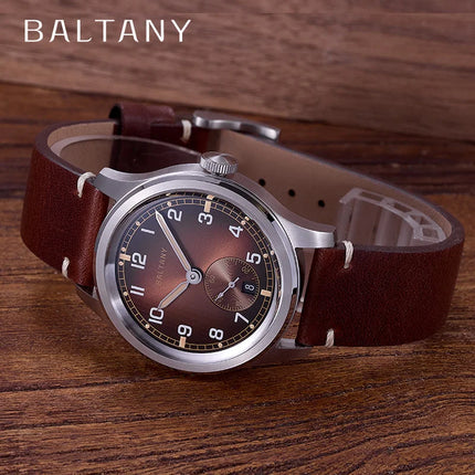 Baltany Retro WW2 Military Wristwatch S2081 Gradual BrownDial 100ATM ST1731 Movement  39MM Dirty Dozen Homage Field Watch Men
