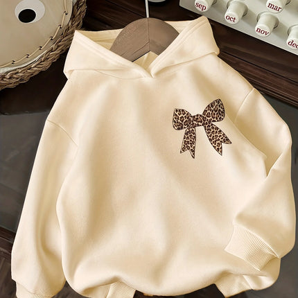 Women's Simple Bow Pattern Warm Hooded Sweatshirt for Spring and Autumn Fashion Casual HipHop Sweatshirt Harajuku Unisex ﻿