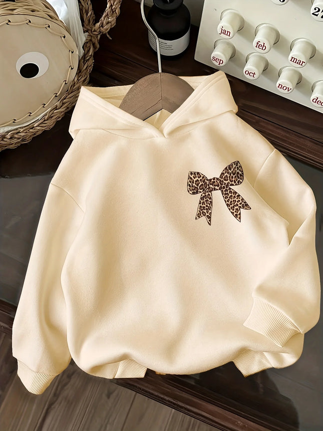 Women's Simple Bow Pattern Warm Hooded Sweatshirt for Spring and Autumn Fashion Casual HipHop Sweatshirt Harajuku Unisex ﻿