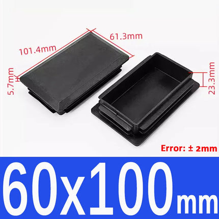Black Plastic Square Oblong Pipe Plug 13x13mm~100x100mm Insert Table Chair Furniture Foot Cover Anti Slip Blanking End Cap