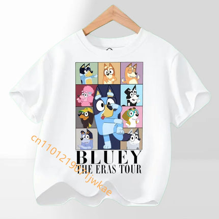 Hot Bluey Themed Kids T-Shirt Boys Girls 2026 Summer Cartoon Printing Graphic Baby Outdoors Short Sleeve Tee Daily Wear Top