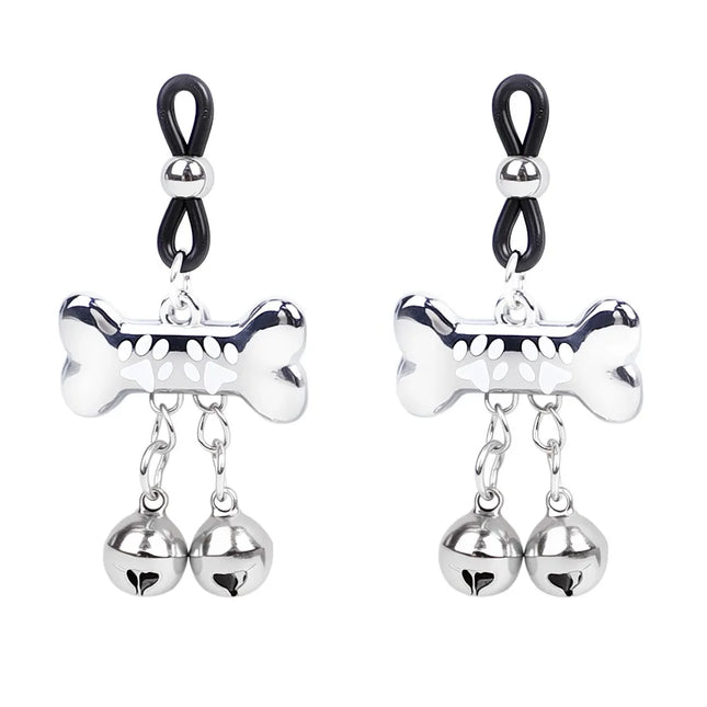 Puppy Bone Bell Nipple Clamps Sexy Adjustable Women's Nipple Clamps for Breast SM Small Bells Adult Novelty Flirting and Teasing