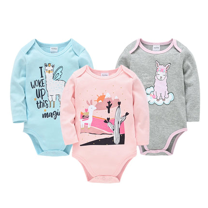 3/5/6 Pcs/Set  Baby Girls Clothing Set Red Deer Christmas Cute Printing Baby Bodysuit Long Sleeve Kids Rompers Cotton for 3-24M