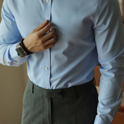 Men's long-sleeved shirt: casual, simple, high-quality, wrinkle-free, slim fit, business formal, all-season collection
