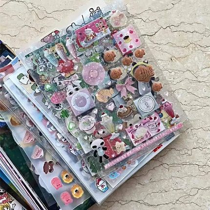 20 Sheets Vintage Glitter Stickers Transparent PET Cut Film Toploader Scrapbooking Deco Stickers Kawaii Journal Stickers