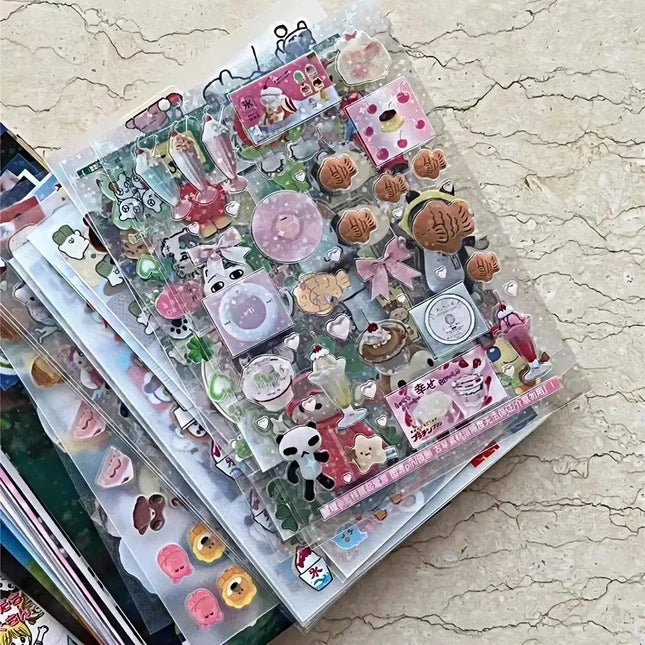 20 Sheets Vintage Glitter Stickers Transparent PET Cut Film Toploader Scrapbooking Deco Stickers Kawaii Journal Stickers