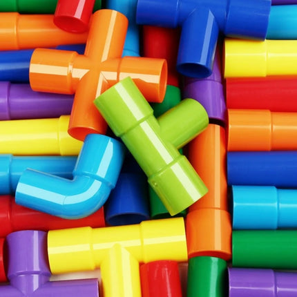New DIY Water Pipe Building Blocks Assembly Design Plastic Construction Splicing Pipes Montessori Building Blocks Children