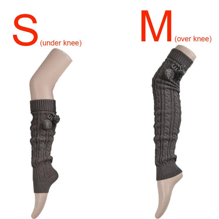2018 New Fashion Casual Women Warm Winter Knitted Leg Warmers Knitted Socks Crochet Long Boots Socks with Hairball
