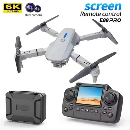 E88 Pro 4K New Upgraded Drone Dual-Camera HD Aerial Photography Dron with Screen Foldable Quadcopter RC Toy for Kids Boys Gifts