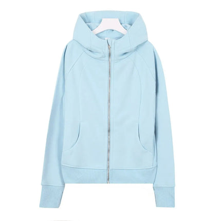 Lulu Original Label Scuba Autumn Winter Slim Fit Fleece Lined Open Cardigan Full Zip Hoodie Casual Long Sleeve Sweatshirt