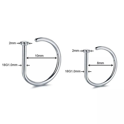 5pc Nose Rings D Shape Nose Hoop Stud Ear Cartilage Piercing Stainless Steel Nose Nostril Piercing Jewelry Women Body Piercings