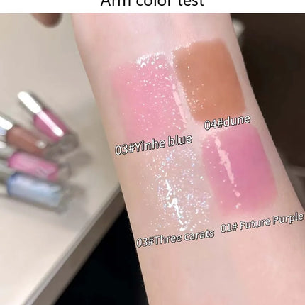 Brown Glitter Lip Glaze Lasting Shimmer Mirror Water Lip Gloss Waterproof Jelly Plumping Lipstick Make Up Moisturizing Lip Tint