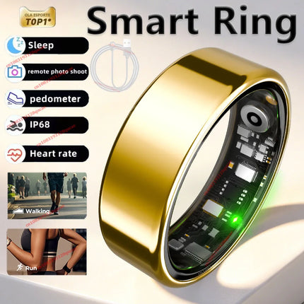 2026 New Smart Ring Men Women, Blood Pressure Heart Rate Monitoring Smartring IP68 & 5ATM Waterproof, Multi-sport Mode Ring Man