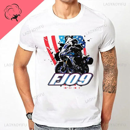 Motorcycle O-Neck Printed T-Shirt Short Sleeve Cotton Tee Case for R1200GS R1250 GS Adventure TShirt Overlander Ride Travel Tops