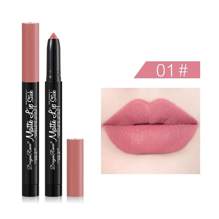 12 Colors Lipstick Pencil Matte Velvet Waterproof Long-lasting Non-stick Cup Lip Stick Sexy Rose Red Automatic Lip Liner Makeup