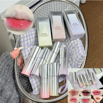 QIBEST Watery Mirror Lip Gloss Long-lasting Moisturizing Easy Wearing Water Glass Lip Glaze Hydrating Sexy Red Lip Tint Makeup