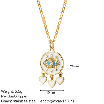 Heart Evil Blue Eye Sun Necklace for Women Cute Dog Bee Elephant Gold Color Pendant Woman's Collars Long Stainless Steel Chains