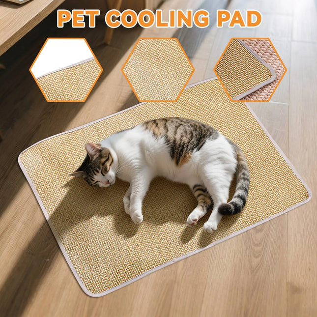 Summer Cooling Gel Pad for Dogs Cats Non-Slip Pet Mat Heat Relief Washable Bamboo Bedding Indoor Outdoor Use