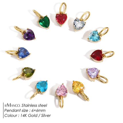 eManco 6MM Colorful Birthstone Pendant DIY Stainless Steel Women's Accessories Niche Design Luxury Rhinestone Charms Wholesale