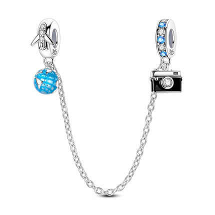 925 Sterling Silver Travel Passport Trunk Charms Fit Original Bracelet Diy Airplane Earth Beads for Jewelry Making Gift
