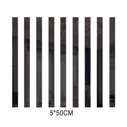 10Pcs Acrylic Mirror Sticker Long Strip Mosaic Wall Sticker 50cm Gold/sliver/black For Living Room Bedroom Home Decoration