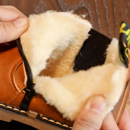 New Kids Fashion Boots for Boys Girls Toddlers Big Children Ankle Boots with Zipper Warm Thick Plush Autumn Winter Chelsea Boots