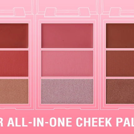 3-in-1 blusher red plate, durable, natural, easy to apply, waterproof, smooth and matte texture to create a perfect makeup
