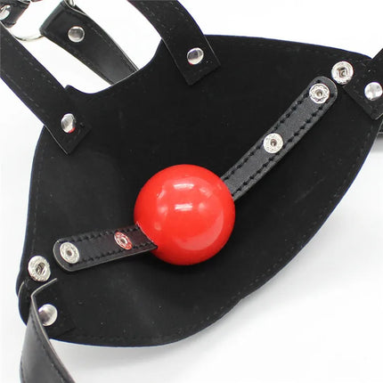 PU Leather Harness Face Mask Cool Black Headgear BDSM Bondage Restraint Muzzles Ball Mouth Gag Sex Toys for Couples Adult Games