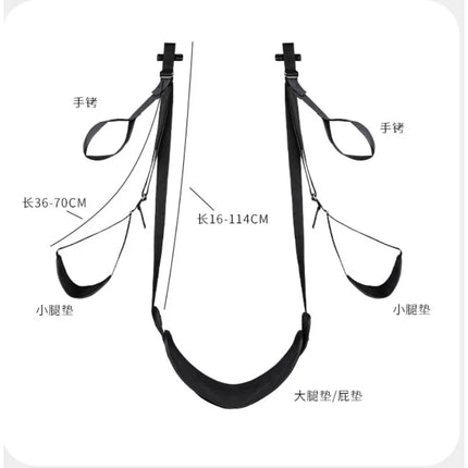 Black Hanging Door Sex Swing, No Need for Punching Adjustable Couple Flirting Swing with Plush Skin Inside Качели Для Взрослых18